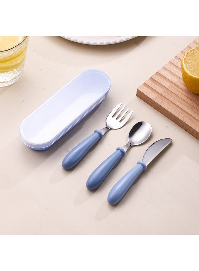 عام 304 Stainless Steel Children's Spoon Fork Suit Student Baby Feeding Tableware Baby Dining Portable Box - Image 1